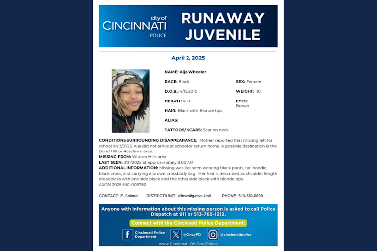 Cincinnati Police Seek Public's Help in Locating Missing Teen Aija Wheeler