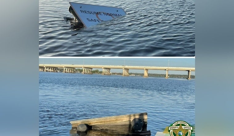 Clay County Boaters Cautioned as Submerged "Slow Speed Minimum Wake" Sign Poses Navigational Hazard Near Drs Lake Bridge