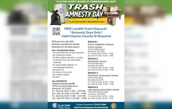 Clayton County Offers Free Trash Disposal for Residents During Trash Amnesty Days