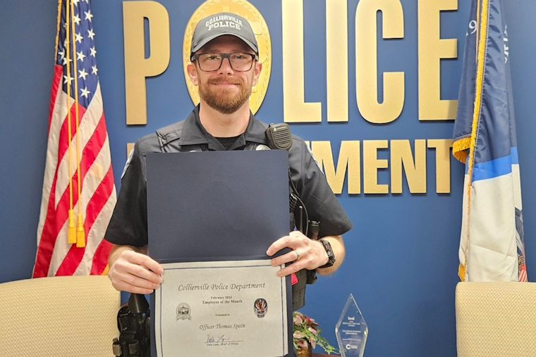 Collierville Officer Thomas Spain Honored as Employee of the Month for Tech Expertise