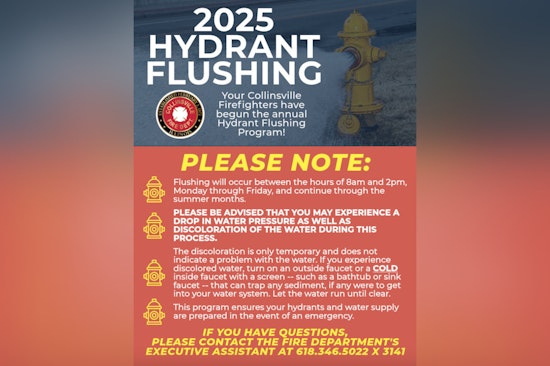 Collinsville Announces Summer Hydrant Flushing Schedule with Temporary Water Discoloration and Pressure Changes Expected