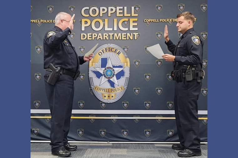 Coppell Police Department Swears In Newly Trained Officer Arteberry Amidst Community Support