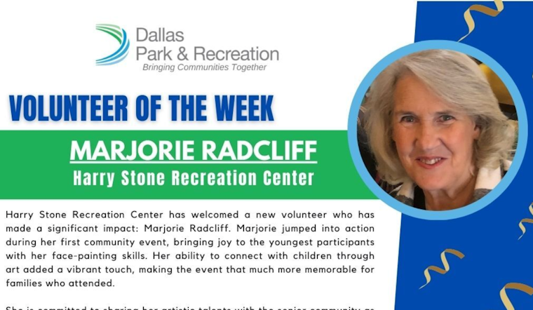 Dallas Celebrates National Volunteer Month, Honors Local Heroes like Marjorie at Harry Stone Recreation Center