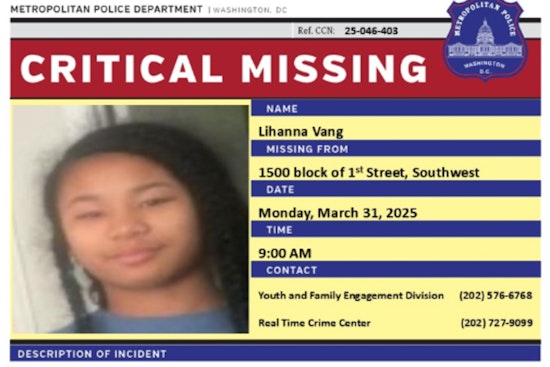 DC Police Seek Public Assistance in Locating Missing 15-Year-Old Lihanna Vang from Southwest Area