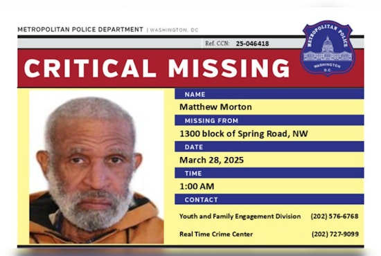 DC Police Seek Public's Help to Locate Critically Missing 66-Year-Old Matthew Morton
