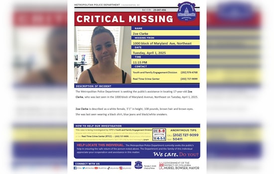 DC Police Seek Public's Help to Find Missing Teen Zoe Clarke Last Seen in Northeast