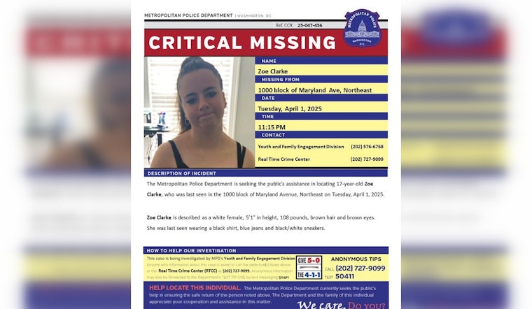 DC Police Seek Public's Help to Find Missing Teen Zoe Clarke Last Seen in Northeast