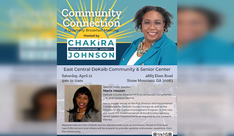 DeKalb County District 4 Commissioner Chakira Johnson to Host 'Community Connection' Breakfast in East Central DeKalb