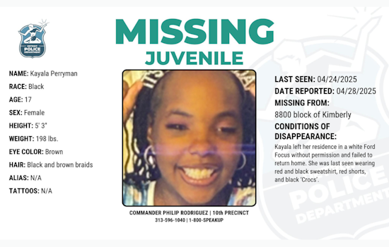 Detroit Police Department Seeks Public's Help to Locate Missing 17-Year-Old Kayala Perryman
