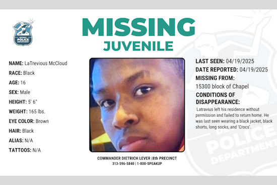 Detroit Police Seek Public Help to Find Missing Teen LaTrevious McCloud