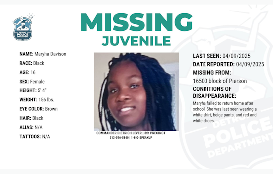 Detroit Police Seek Public's Aid in Locating Missing 16-Year-Old Maryha Davison