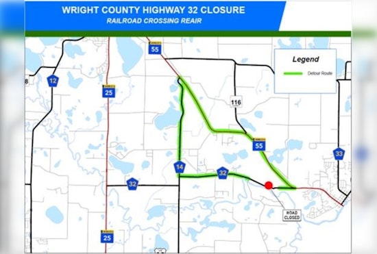 Emergency Track Repairs to Close County Highway 32 Near Rockford Township; Detours Planned