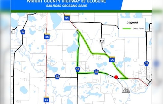 Emergency Track Repairs to Close County Highway 32 Near Rockford Township; Detours Planned