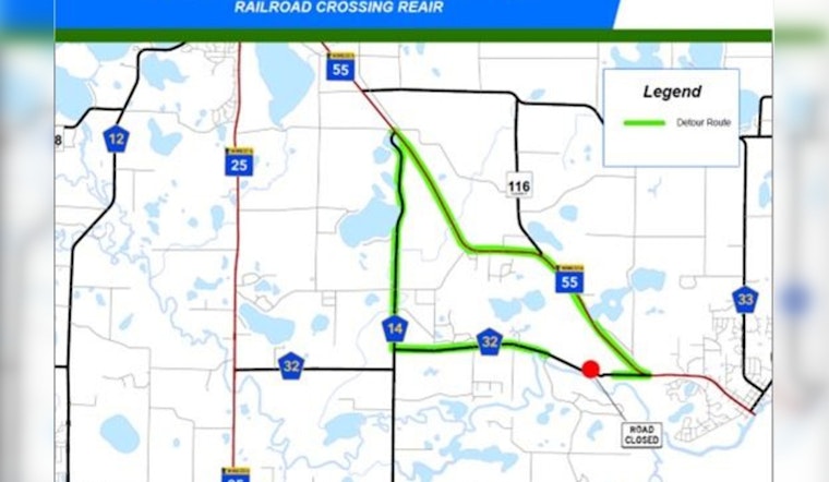 Emergency Track Repairs to Close County Highway 32 Near Rockford Township; Detours Planned