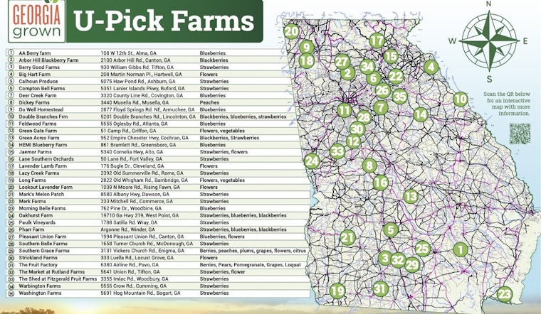 Explore Georgia's Farms with the New 2025 Georgia Grown You-Pick Agritourism Map
