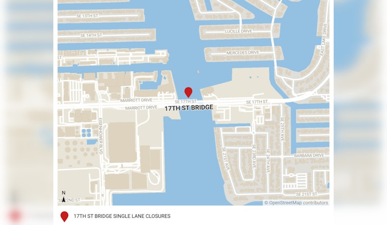 Fort Lauderdale Alert, 17th Street Bridge Single-Lane Closures for Lighting Repairs in May