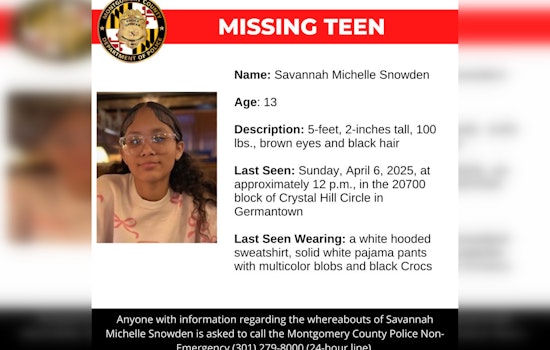 Germantown Community Urged to Aid in Search for Missing 13-Year-Old Savannah Snowden