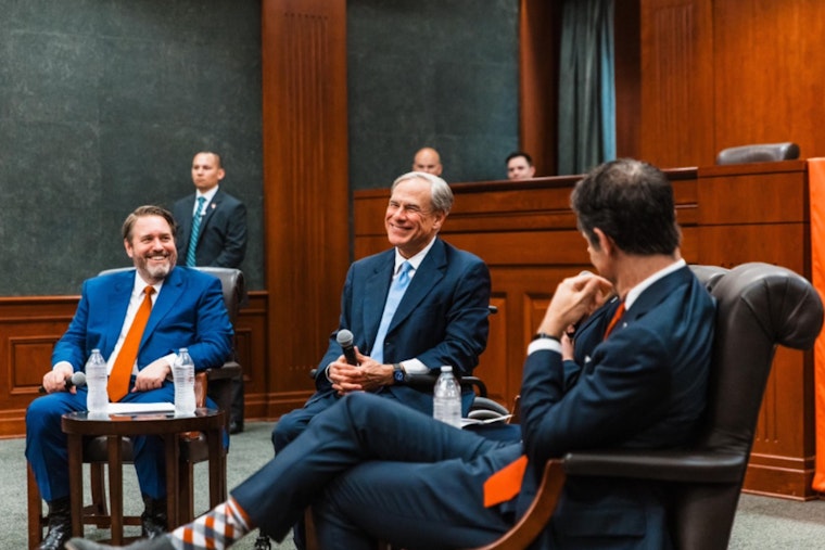 Gov. Greg Abbott Advocates for Legal Efficiency at UT Austin, Touts Texas' Swift Justice and Border Security