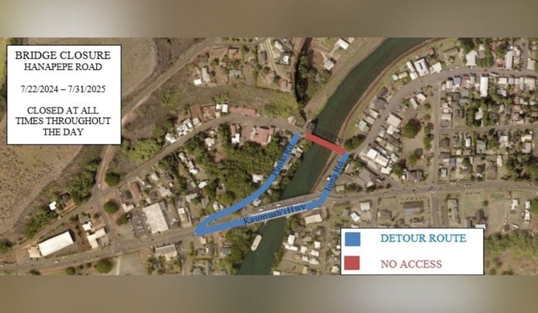 Hanapēpē Bridge Closure Extended to July 2025, Kaua‘i Commuters Advised to Plan for Longer Detours