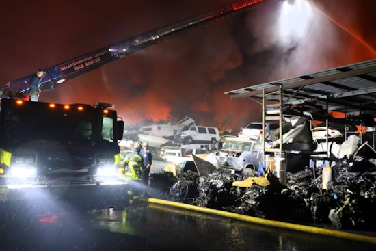 Hillsborough County Firefighters Battle Intense Blaze at Riverview Auto Salvage Yard