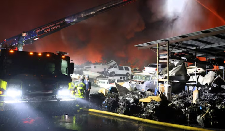 Hillsborough County Firefighters Battle Intense Blaze at Riverview Auto Salvage Yard