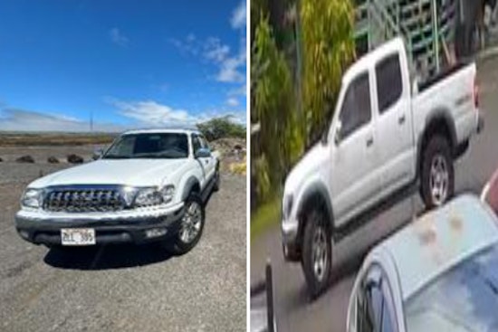 Hilo Police Seek Public's Aid in Locating Stolen White Toyota Tacoma