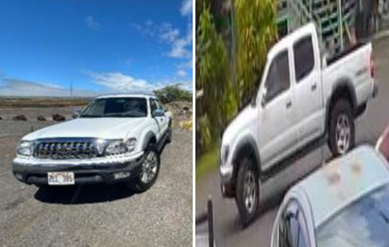 Hilo Police Seek Public's Aid in Locating Stolen White Toyota Tacoma