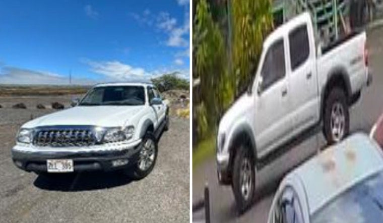 Hilo Police Seek Public's Aid in Locating Stolen White Toyota Tacoma