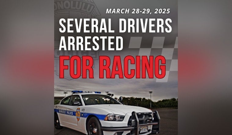 Honolulu Police Crack Down on Illegal Street Racing in Kapolei with Multiple Arrests and Citations Issued