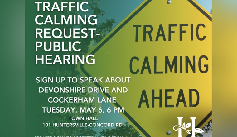 Huntersville Residents Invited to Public Hearing on Traffic Calming on Devonshire Drive and Cockerham Lane