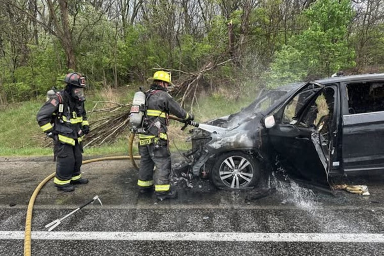 Lightning Strike Ignites SUV on Interstate 69, Prompt Response from Yorktown Emergency Crews Averts Injuries