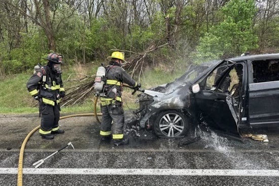 Lightning Strike Ignites SUV on Interstate 69, Prompt Response from Yorktown Emergency Crews Averts Injuries