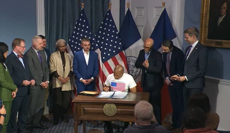 Mayor Eric Adams Signs Landmark Laws to Rein in NYC's Scaffolding and Improve Sidewalk Aesthetics