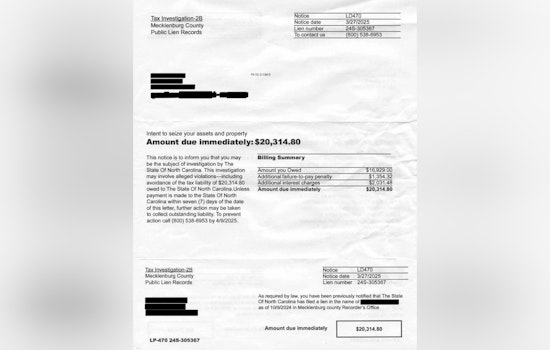 Mecklenburg County Warns Residents of Scam Letters Falsely Demanding Property Tax Payments