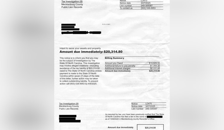 Mecklenburg County Warns Residents of Scam Letters Falsely Demanding Property Tax Payments