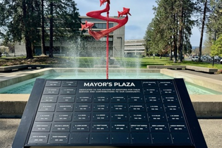 Medford Honors Former Mayors with New Downtown Plaque at Mayor's Plaza