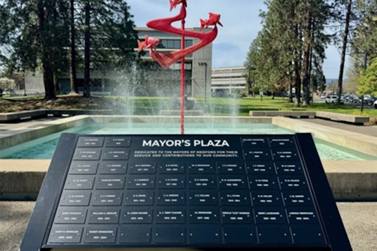 Medford Honors Former Mayors with New Downtown Plaque at Mayor's Plaza