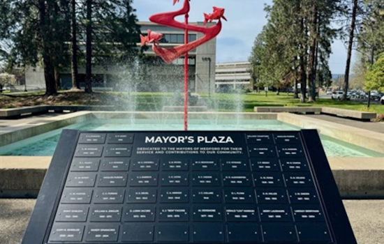 Medford Honors Former Mayors with New Downtown Plaque at Mayor's Plaza