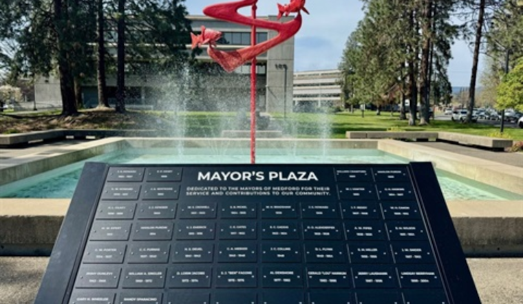 Medford Honors Former Mayors with New Downtown Plaque at Mayor's Plaza