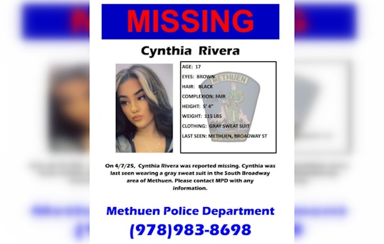 Methuen Police Department Seeks Public's Help to Find Missing Teen Cynthia Rivera