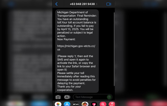Michigan Officials Warn of Surge in Text Message Toll Scams in Western Region