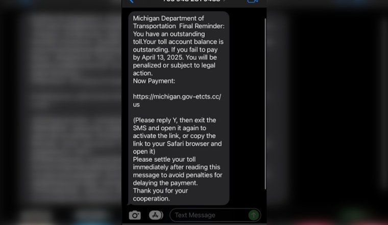 Michigan Officials Warn of Surge in Text Message Toll Scams in Western Region