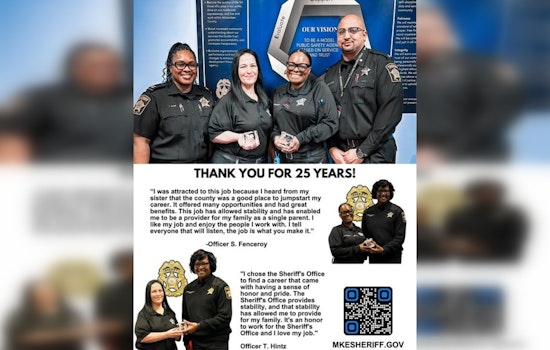 Milwaukee County Sheriff's Office Honors Two Veteran Correctional Officers for 25 Years of Service at County Jail