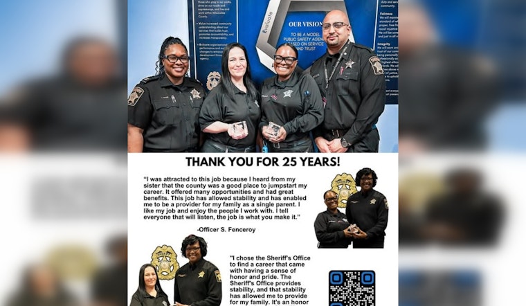 Milwaukee County Sheriff's Office Honors Two Veteran Correctional Officers for 25 Years of Service at County Jail