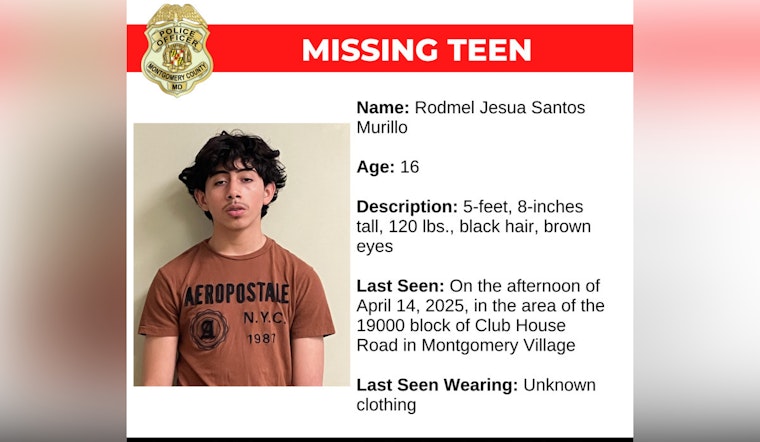 Montgomery County Police Escalate Search for Missing Teen Rodmel Jesua Santos Murillo as Community Is Urged to Help