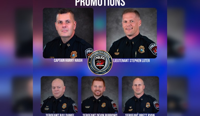 Murfreesboro Police Department Celebrates Advancements of Five Officers in Leadership Positions