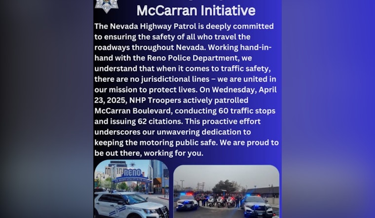 Nevada Highway Patrol Teams Up with Reno Police for Focused Traffic Enforcement on McCarran Boulevard
