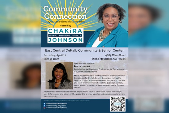 New DeKalb Commissioner Chakira Johnson to Host 'Community Connection' Breakfast in Stone Mountain