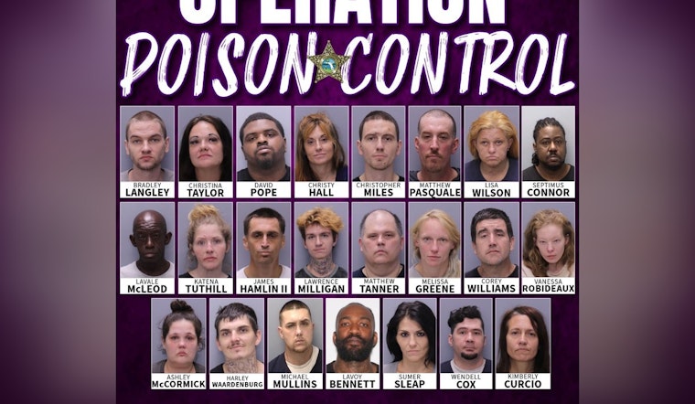 Opioid Crackdown Succeeds as St. Johns Sheriff's "Operation Poison Control" Arrests 23 and Seizes Deadly Fentanyl Cache