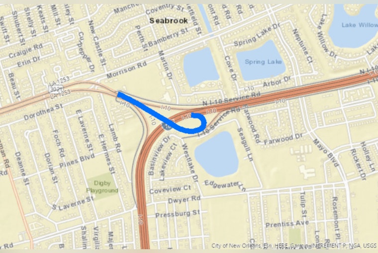 Orleans Parish I-10 Eastbound Lane and Ramp Closures Announced for Guardrail Repairs